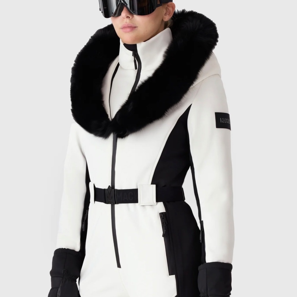 ELLE-ZR Bonded Fleece Ski Suit With Removable Fur-Trimmed Hood